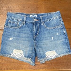 New Old Navy Embroidered Distressed Hem Jean Shorts Sz 10